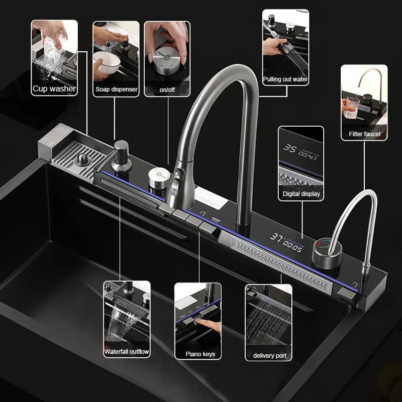 Lavello da Cucina in Acciaio Inox con Rubinetto – Design Moderno - ScontoX